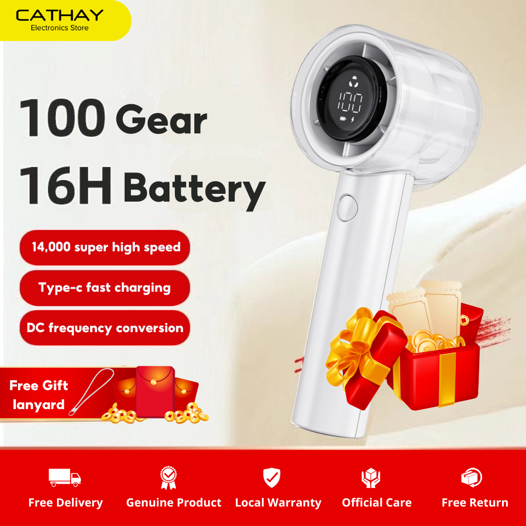 Cathay Mini Handheld Outdoor High Speed  100-Gear Speed Digital Display Adjustable Turbo Fan 16H