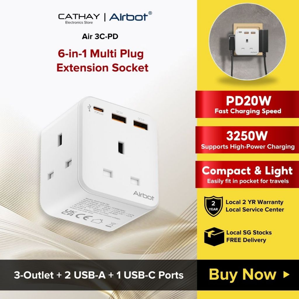 Airbot Anergy+ Multi Plug Extension Socket Air 3B-PD with USB+Type C