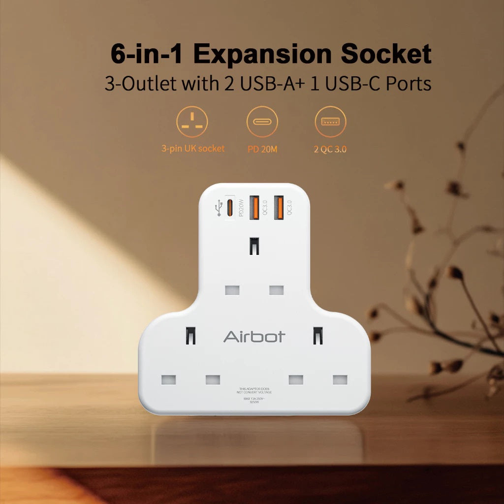 Airbot Anergy+ Multi Plug Extension Socket Air 3C-PD with USB+Type C