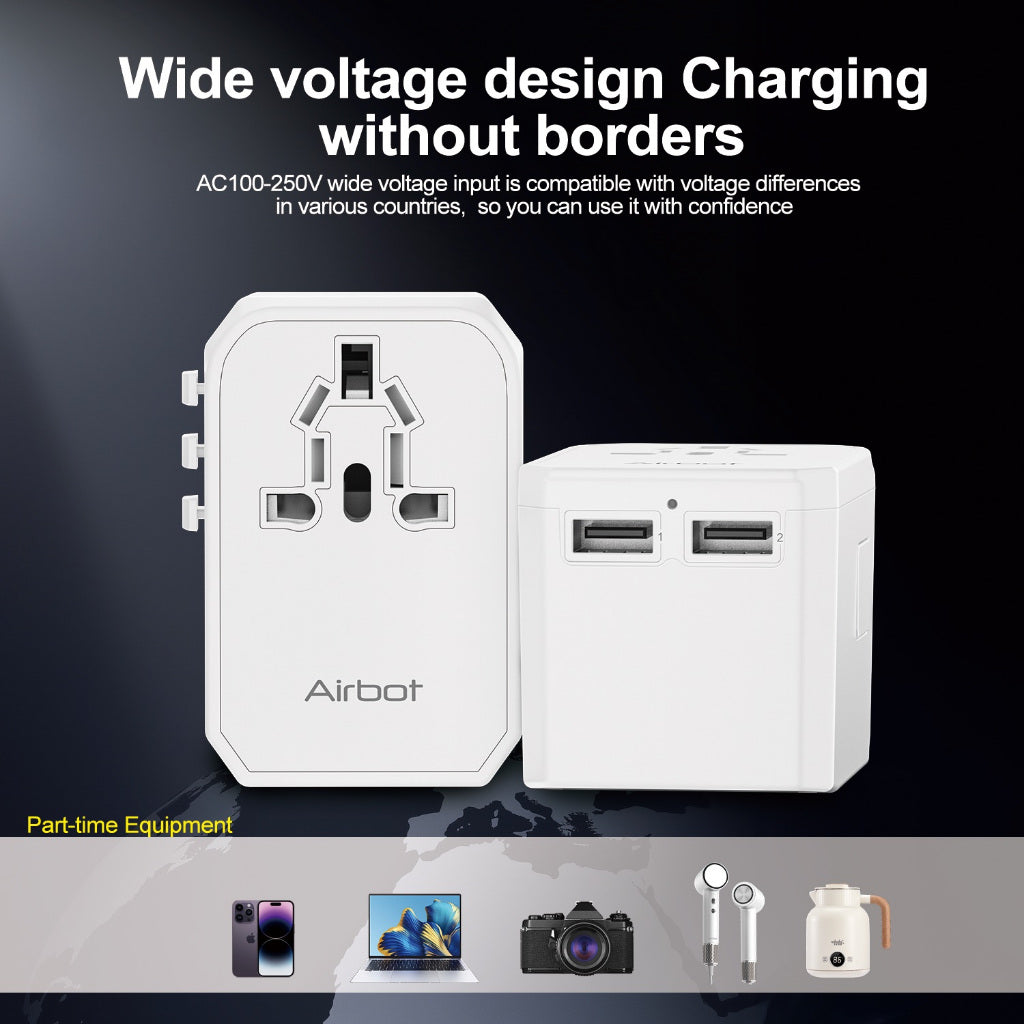 Airbot Cathay Universal Travel Adaptor Air-308MAX 45W International Worldwide Multi Adapter with USB + Type-C PD Charger