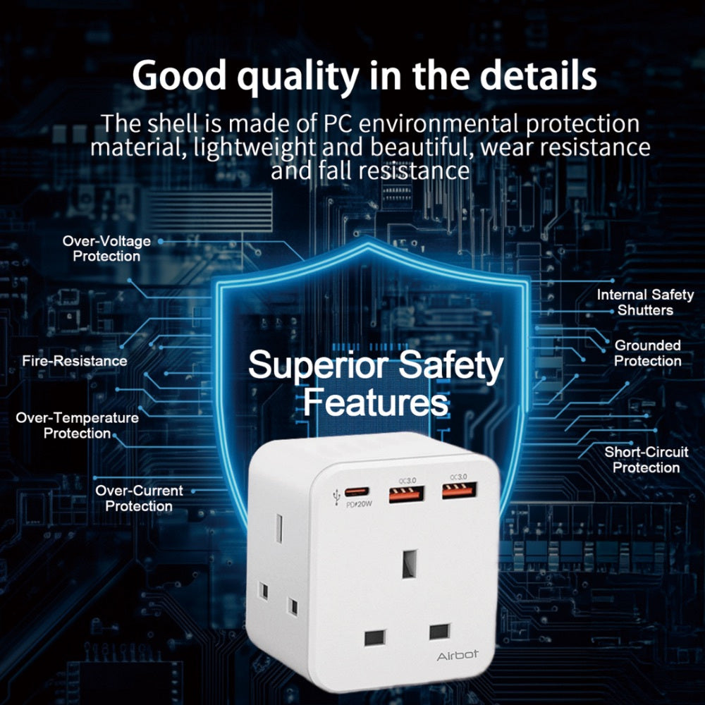 Airbot Anergy+ Multi Plug Extension Socket Air 3B-PD with USB+Type C