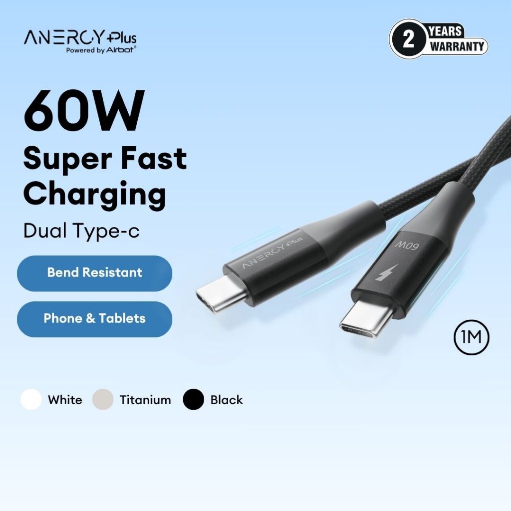 Anergy+ CTC60 Charging Cable 60W Type-C To Type-C 1m