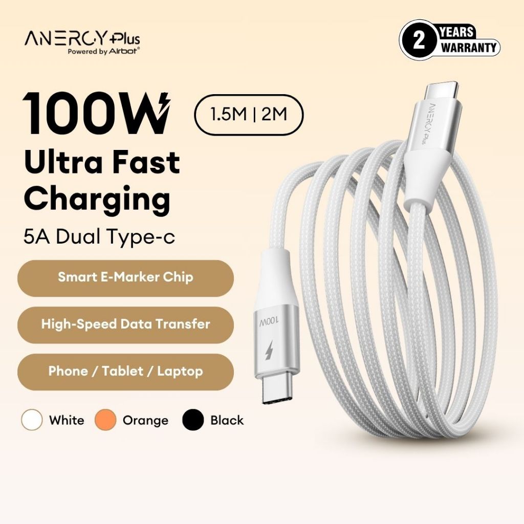 Anergy+ CTC100 Charging Cable 100W Type-C To Type-C