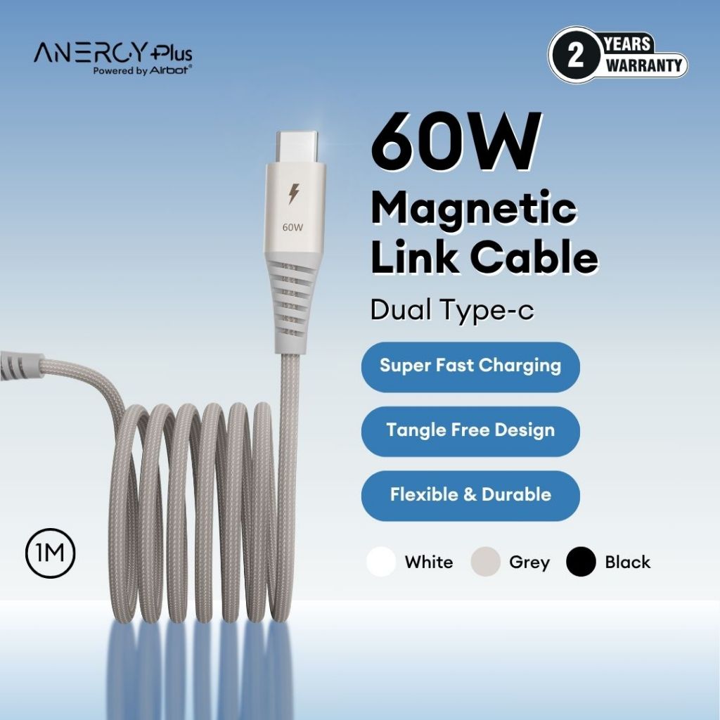 Anergy+ CTC60 Magnetic Link Charging Cable 60W Type-C to Type-C