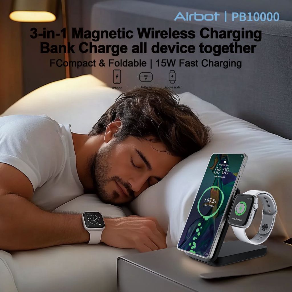 Airbot Power Bank 10000mAh with Magnetic Wireless Fast Charging