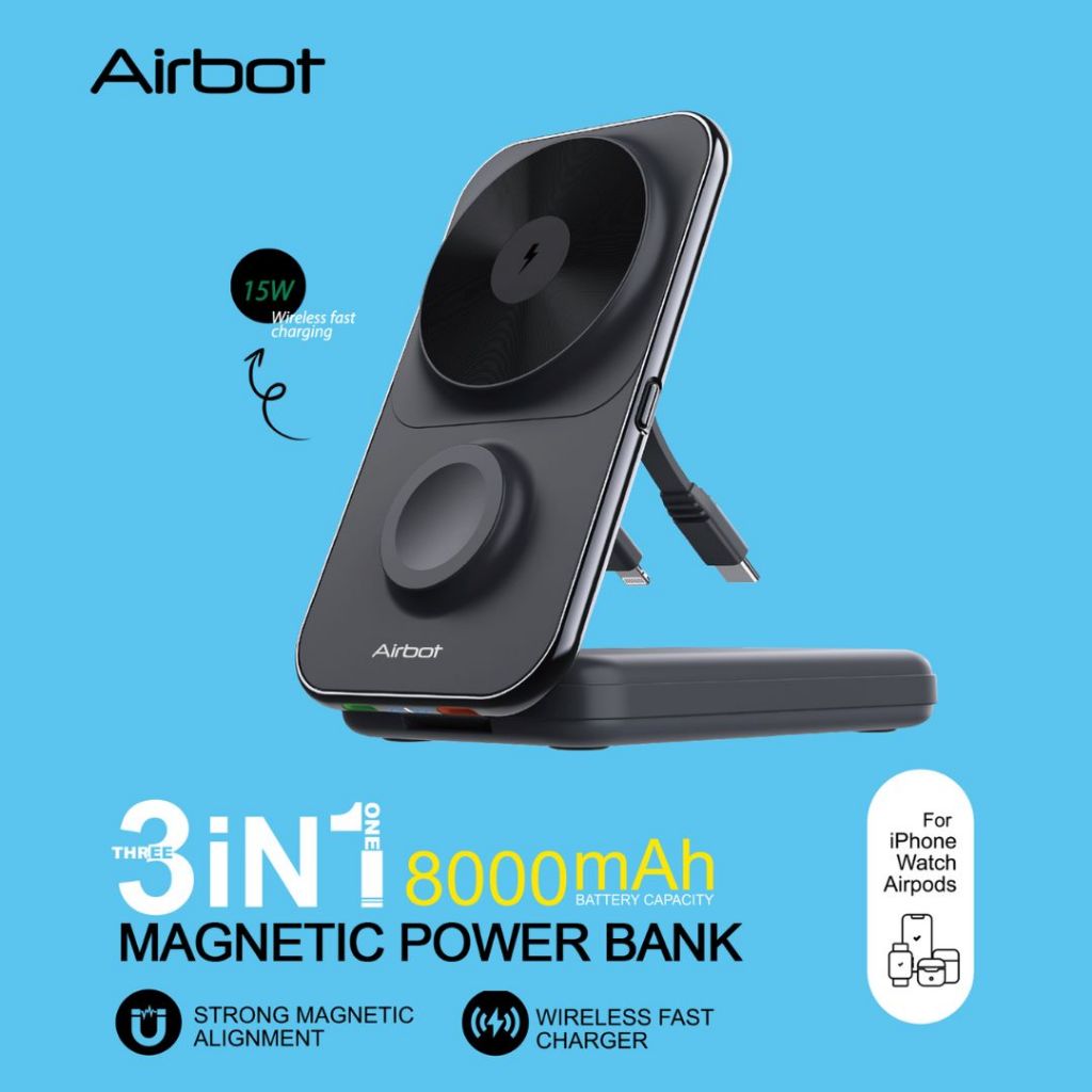 Airbot Power Bank 8000mAh with Magnetic Wireless Fast Charging