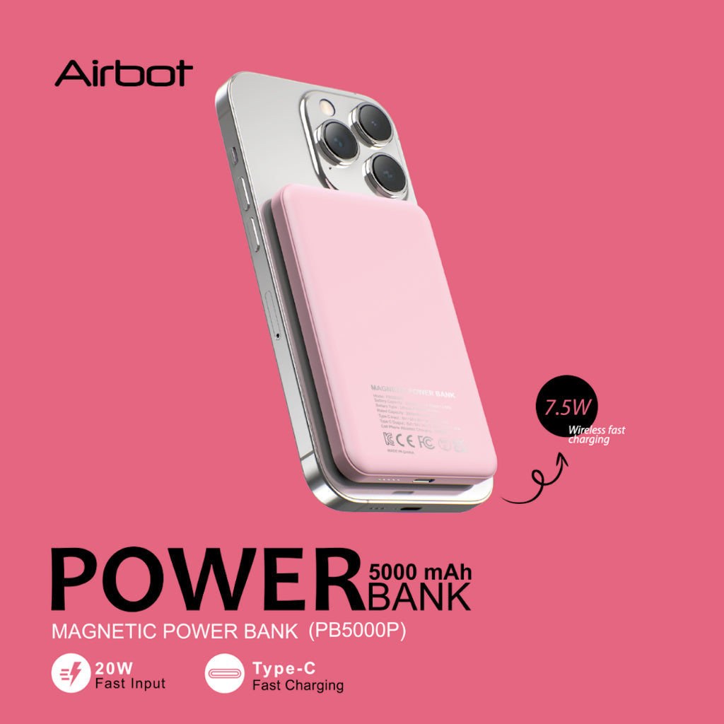 Airbot Power Bank 5000mAh with Magnetic Wireless Fast Charging