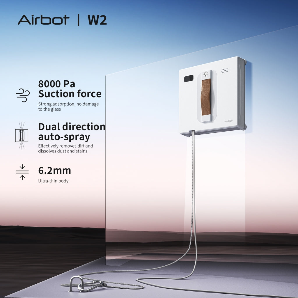 Airbot W2 Automatic Window Robot Cleaner | 8000Pa Suction Power Anti-Fall Protection Auto Water Spray Edge Cleaning