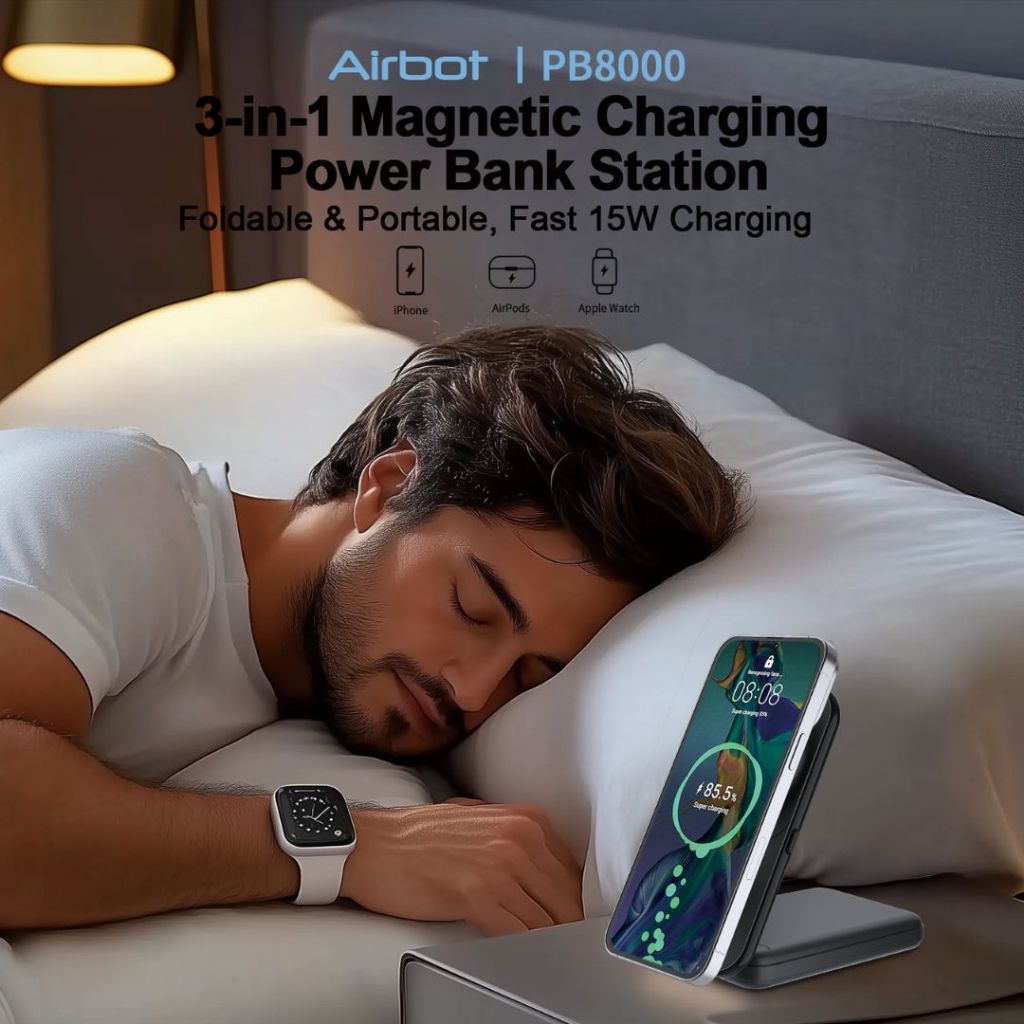 Airbot Power Bank 8000mAh with Magnetic Wireless Fast Charging