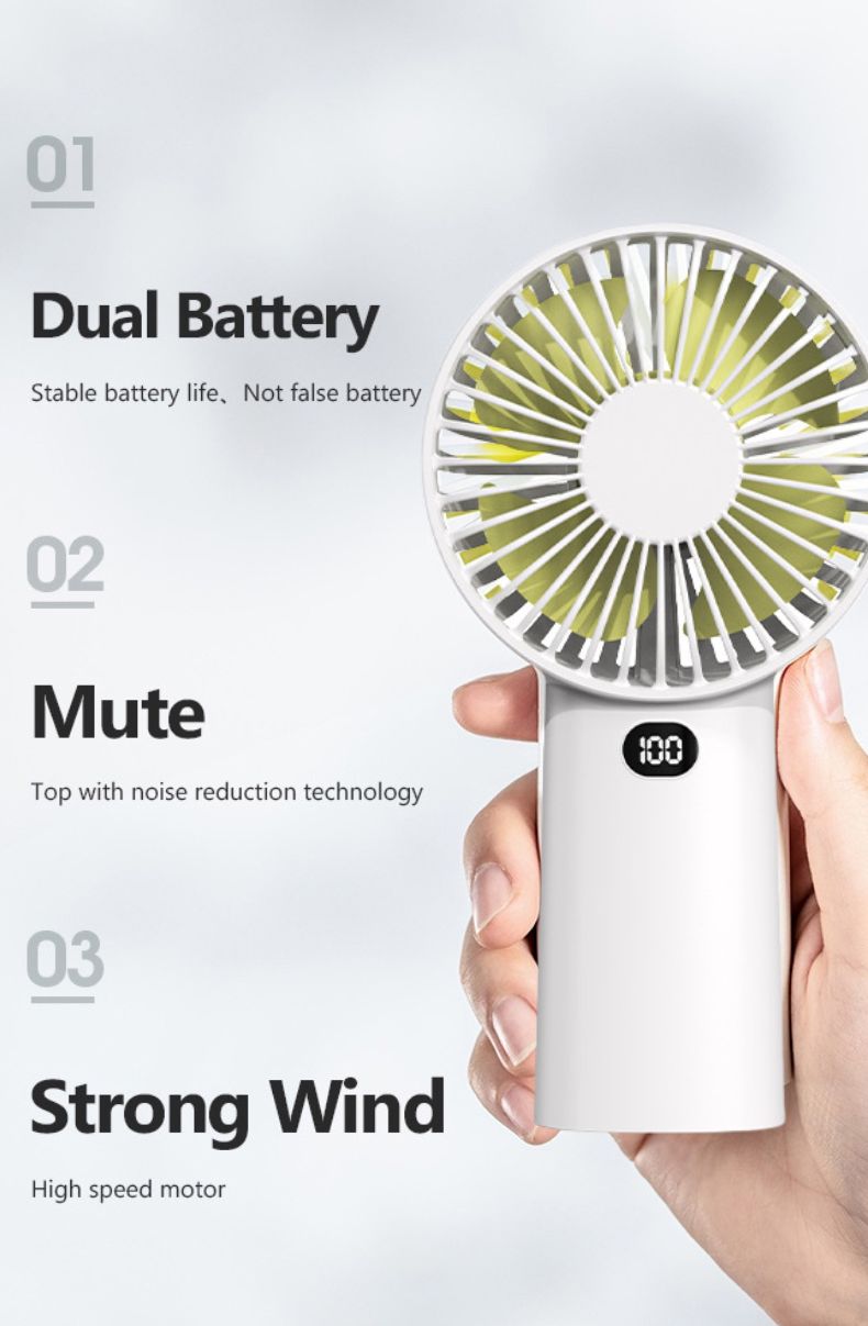 Cathay Portable Handheld Fan 5-Speed Strong Wind 4000mAh