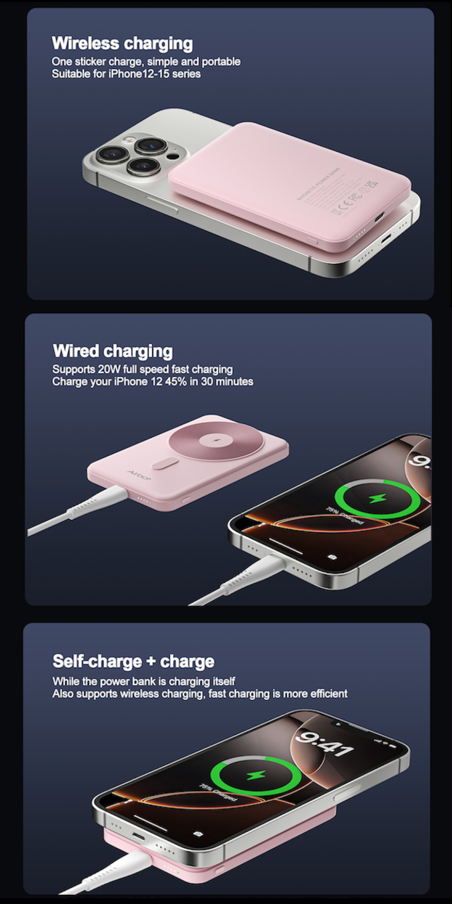 Airbot Power Bank 5000mAh with Magnetic Wireless Fast Charging