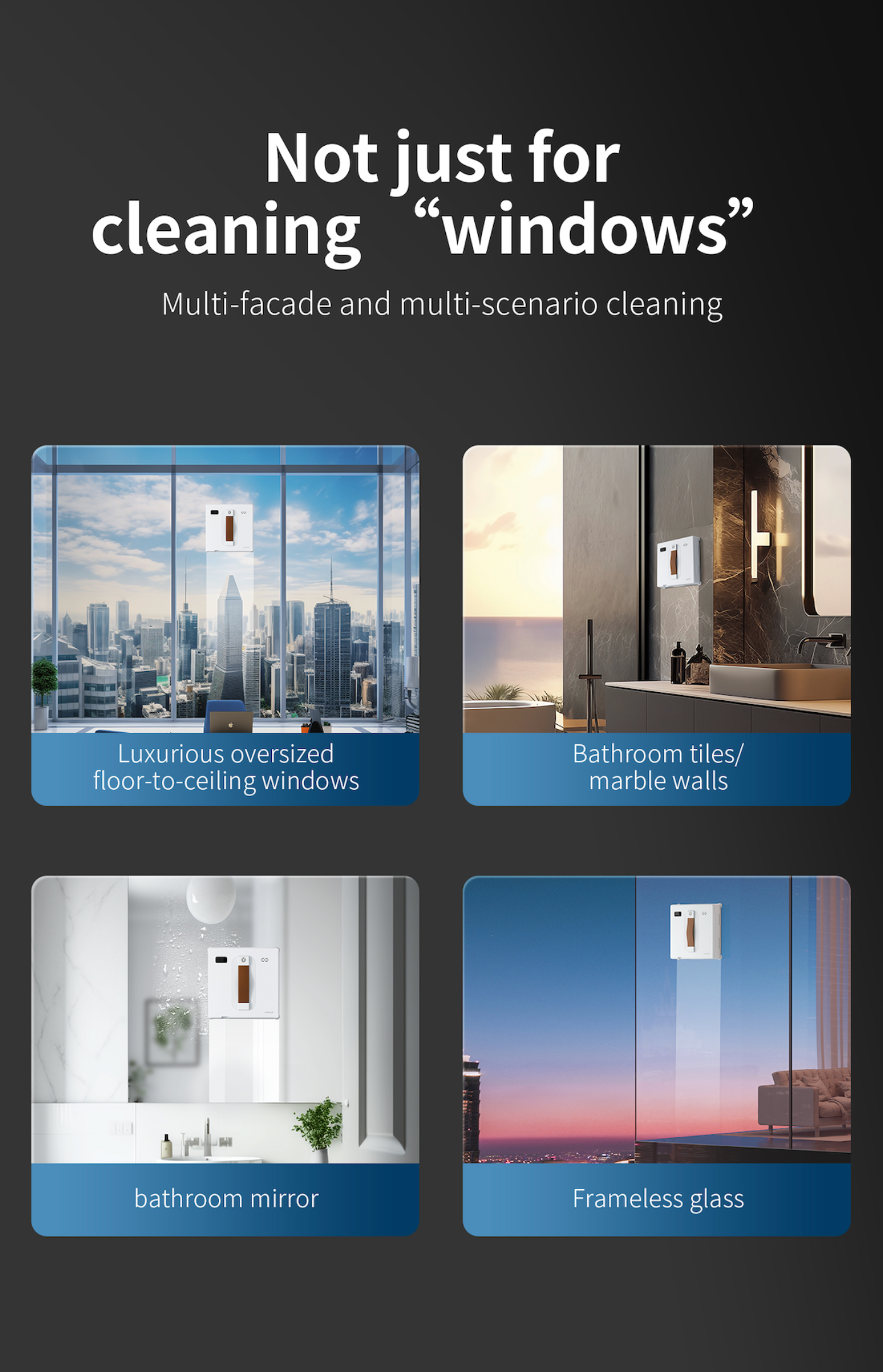 Airbot W2 Automatic Window Robot Cleaner | 8000Pa Suction Power Anti-Fall Protection Auto Water Spray Edge Cleaning