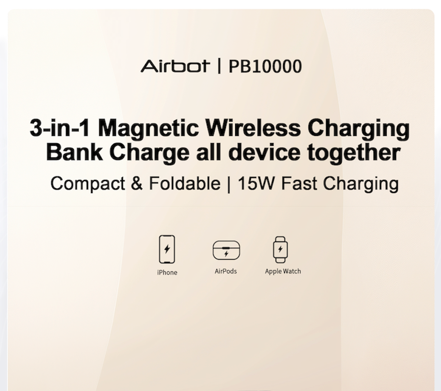 Airbot Power Bank 10000mAh with Magnetic Wireless Fast Charging