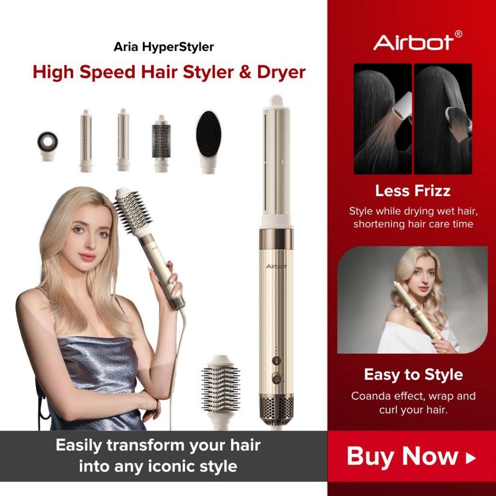 Airbot Aria HyperStyler, High Speed Hair Dryer & Hair Styler Auto Wrap Curler Volumising Hair Tool Brush - Cathay Electronics SG
